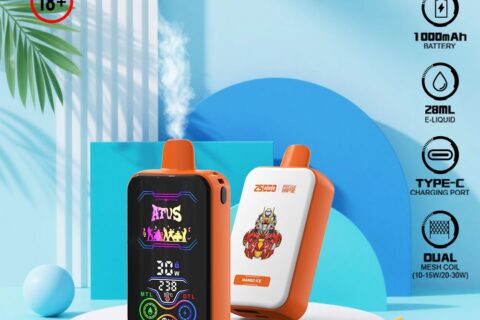 DE022 Einweg E-Zigarette 25000 Züge mit Vollbildschirm wiederaufladbar und einstellbarer Luftstrom ATVS Vape E-Zigaretten