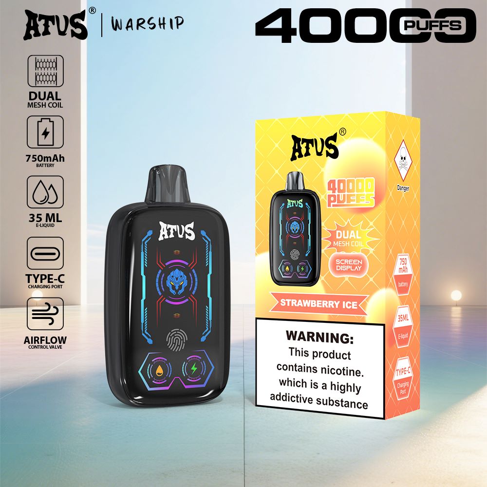 DE023 Einweg E-Zigarette 40000 Züge mit Vollbildschirm wiederaufladbar und einstellbarer Luftstrom ATVS Vape E-Zigaretten