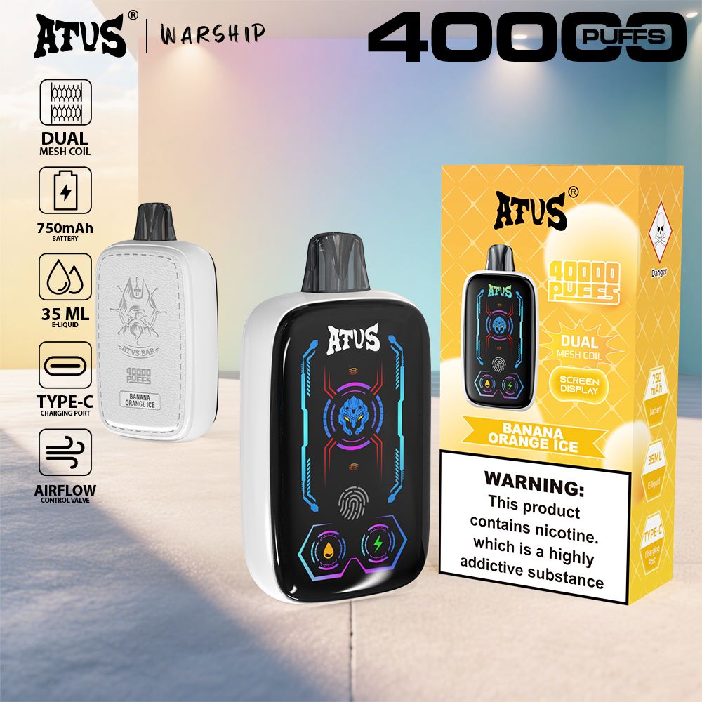 DE023 Einweg E-Zigarette 40000 Züge mit Vollbildschirm wiederaufladbar und einstellbarer Luftstrom ATVS Vape E-Zigaretten
