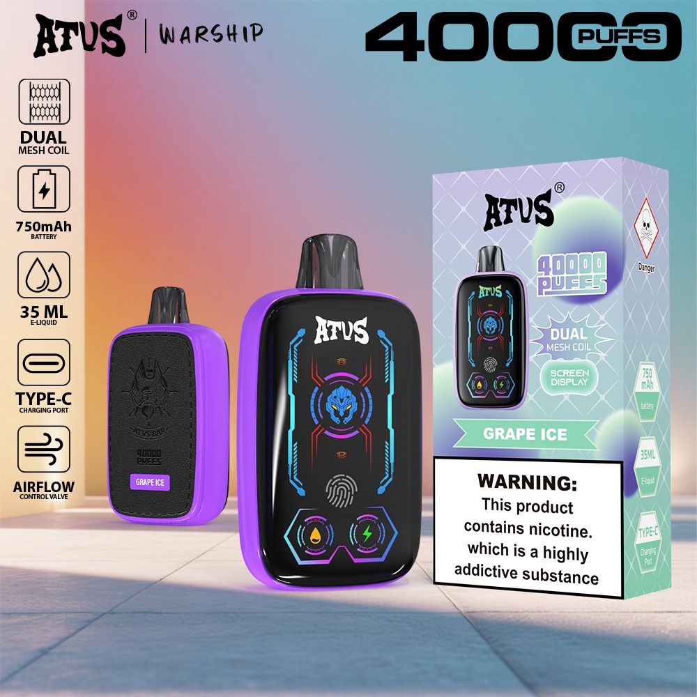 DE023 Einweg E-Zigarette 40000 Züge mit Vollbildschirm wiederaufladbar und einstellbarer Luftstrom ATVS Vape E-Zigaretten