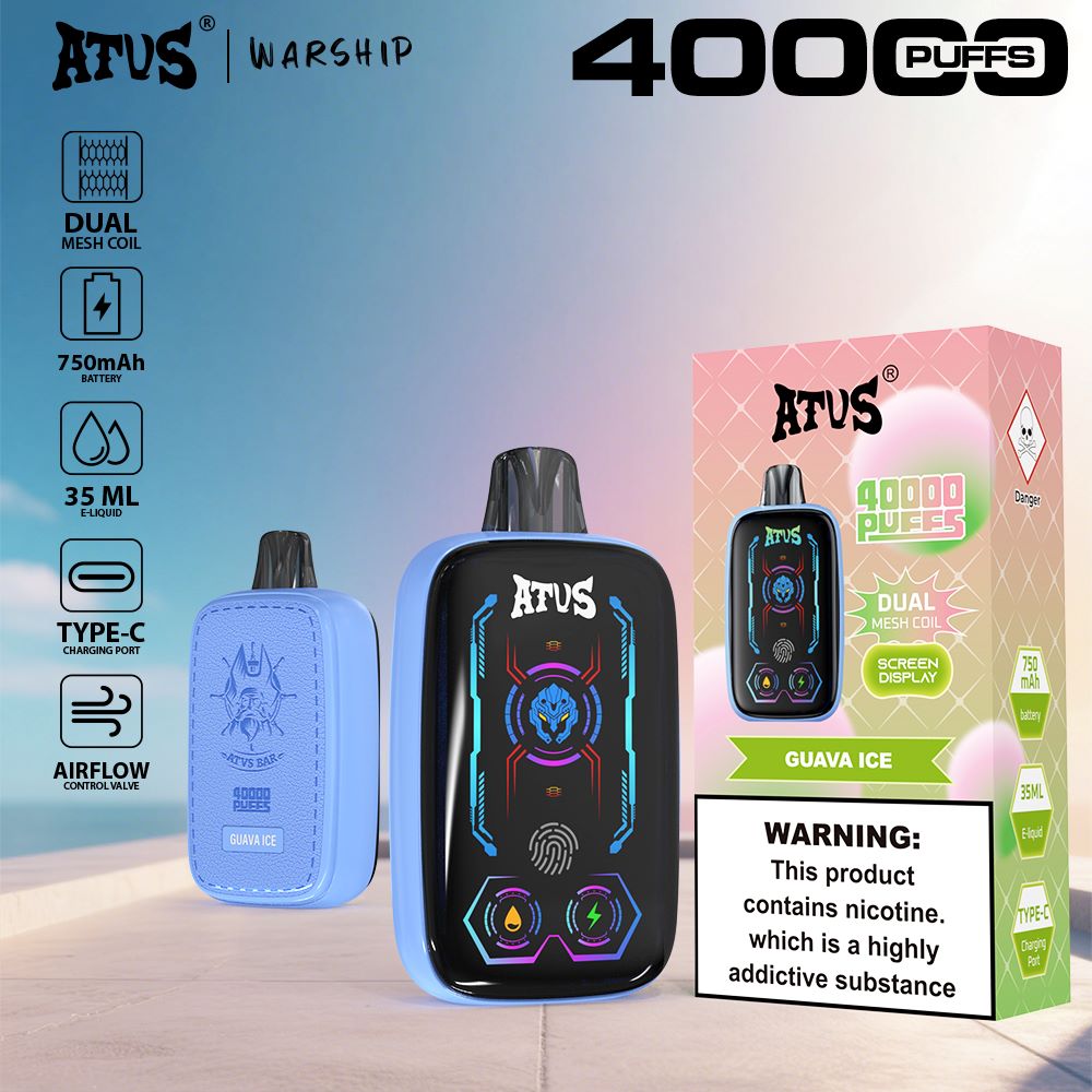DE023 Einweg E-Zigarette 40000 Züge mit Vollbildschirm wiederaufladbar und einstellbarer Luftstrom ATVS Vape E-Zigaretten