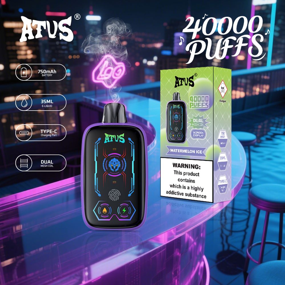 DE023 Einweg E-Zigarette 40000 Züge mit Vollbildschirm wiederaufladbar und einstellbarer Luftstrom ATVS Vape E-Zigaretten