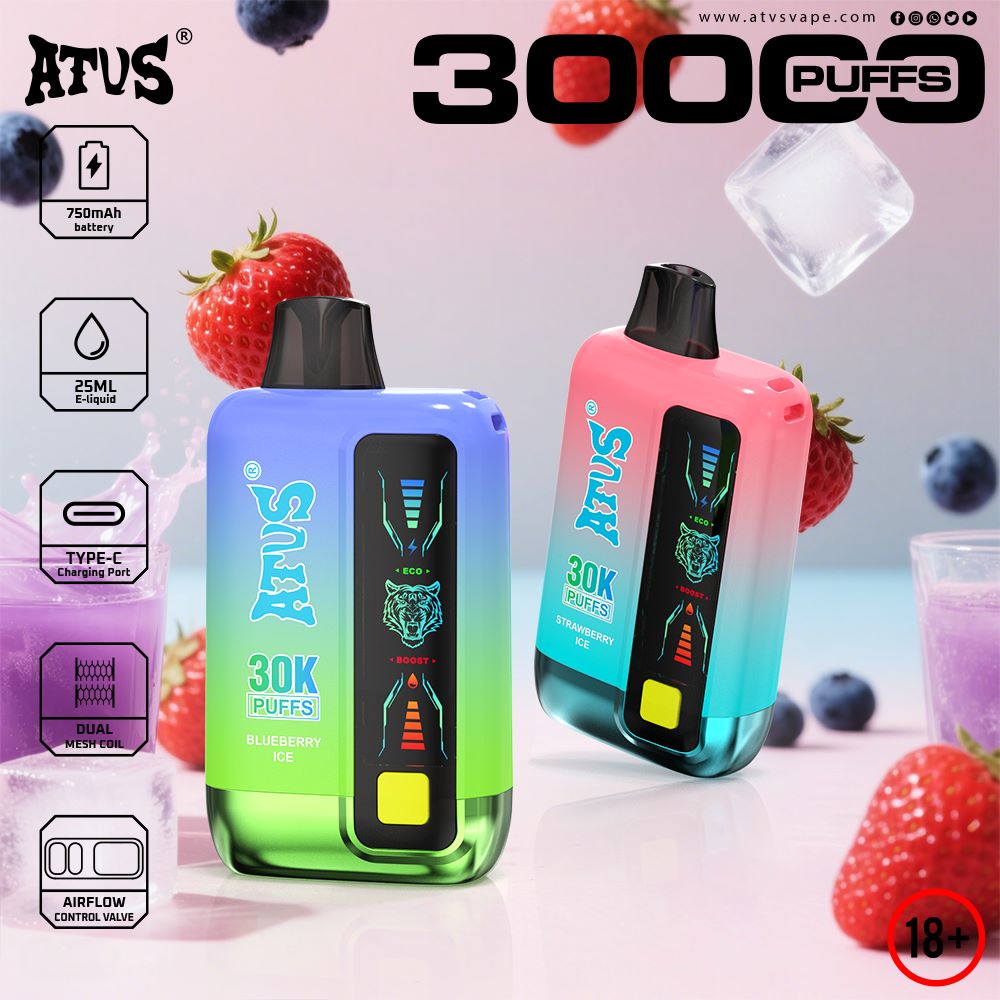DE026 30000 Puffs Einweg Vape mit LED Display und regulierbarem Luftstrom ATVS Vape