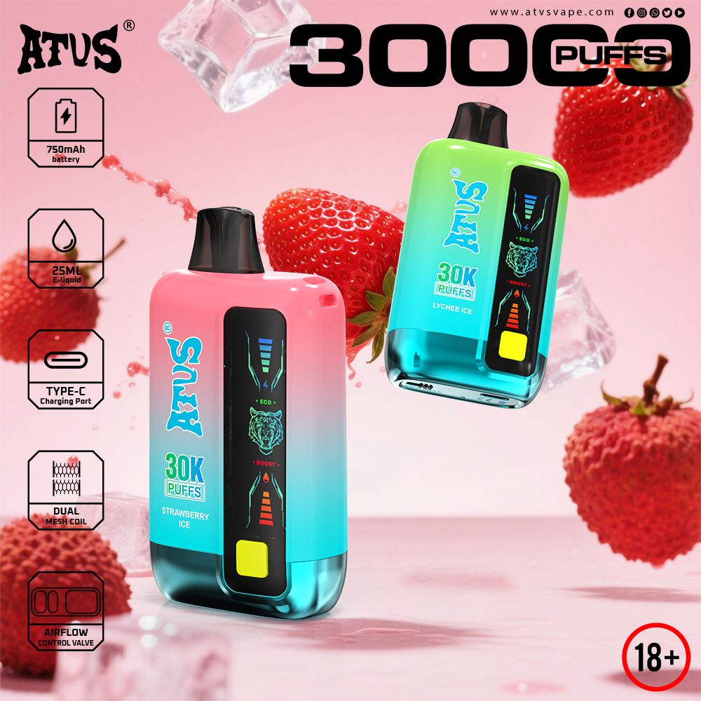 DE026 30000 Puffs Einweg Vape mit LED Display und regulierbarem Luftstrom ATVS Vape