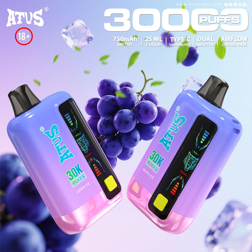 DE026 30000 Puffs Einweg Vape mit LED Display und regulierbarem Luftstrom ATVS Vape