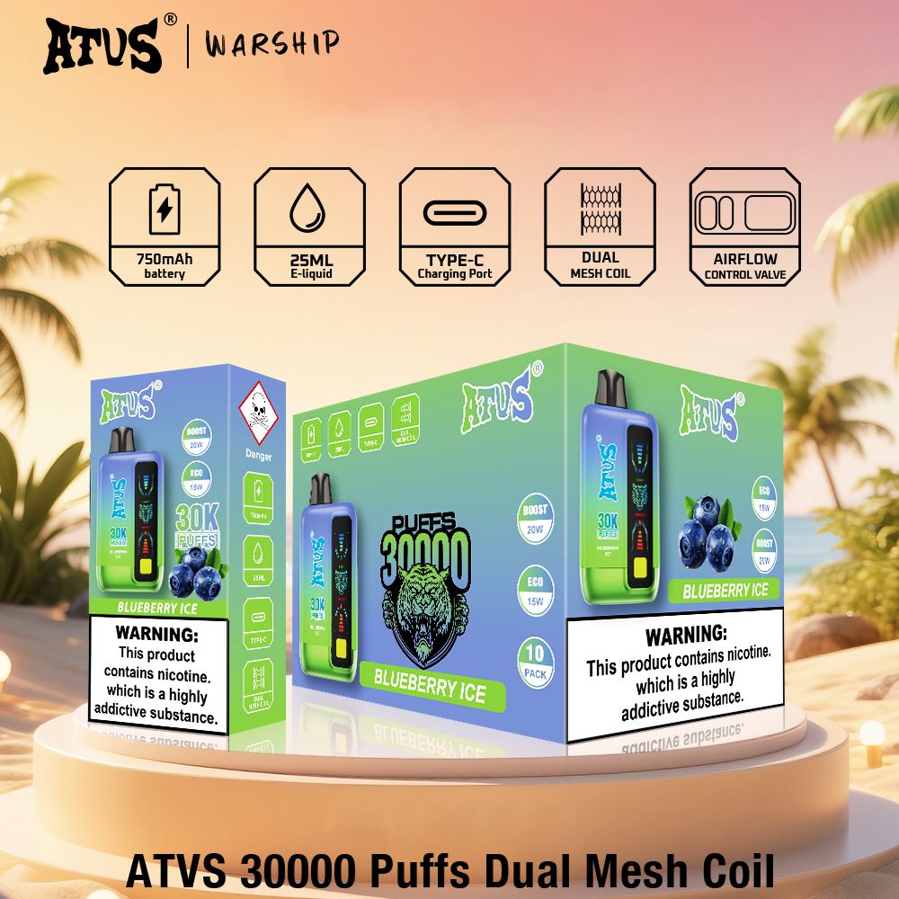DE026 30000 Puffs Einweg Vape mit LED Display und regulierbarem Luftstrom ATVS Vape