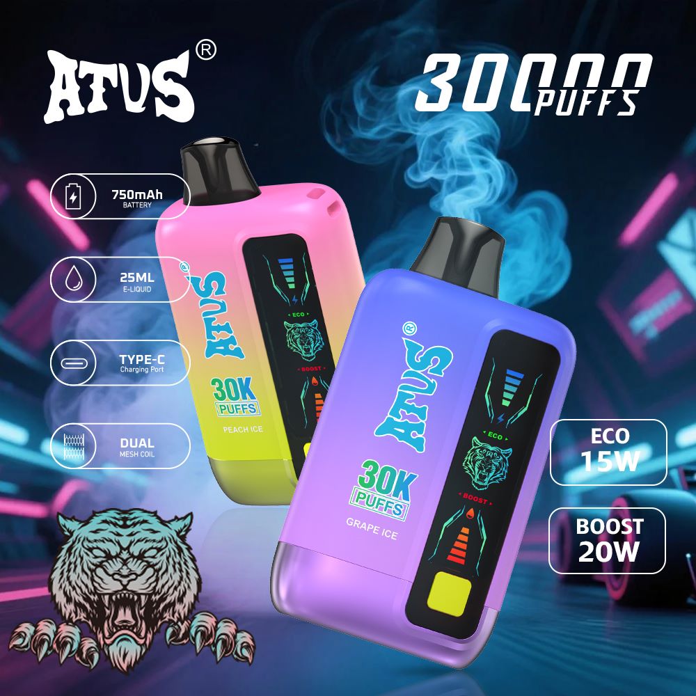 DE026 30000 Puffs Einweg Vape mit LED Display und regulierbarem Luftstrom ATVS Vape