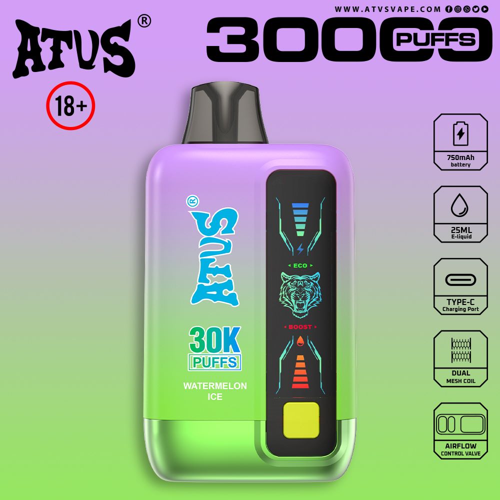 DE026 30000 Puffs Einweg Vape mit LED Display und regulierbarem Luftstrom ATVS Vape