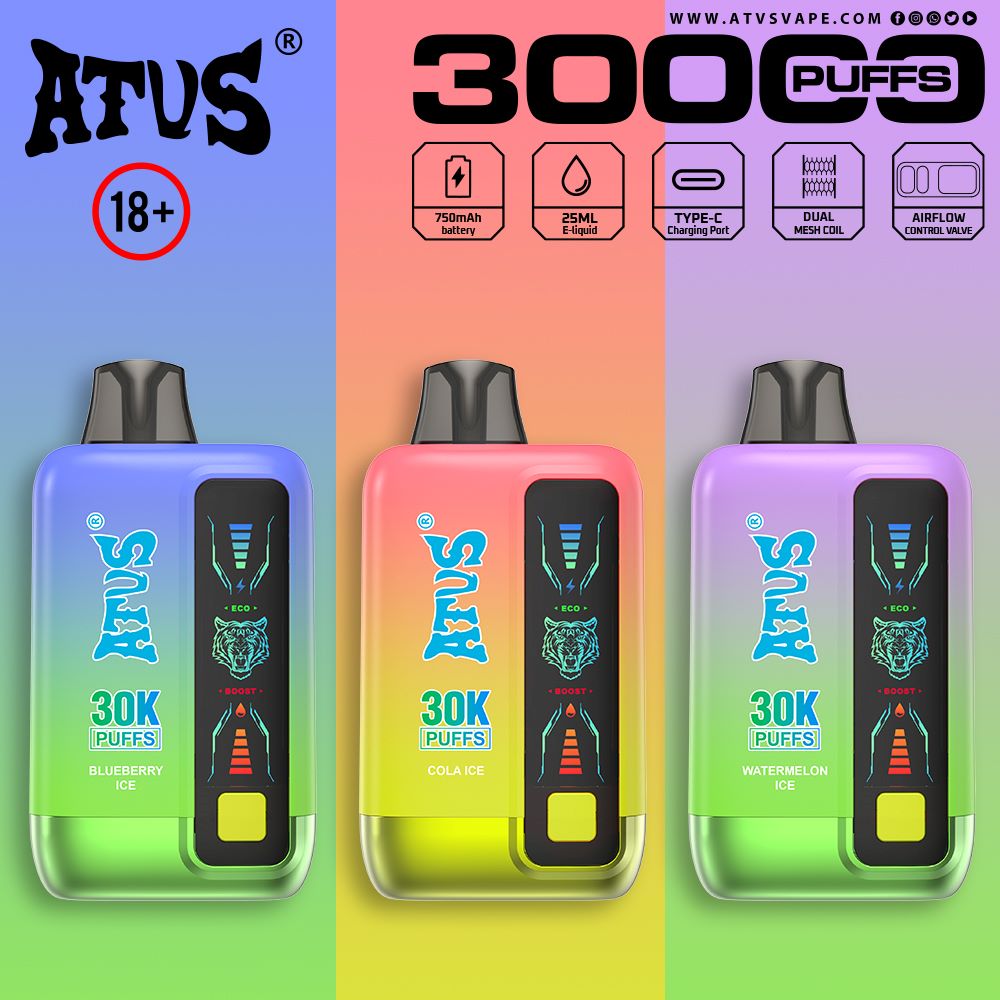 DE026 30000 Puffs Einweg Vape mit LED Display und regulierbarem Luftstrom ATVS Vape