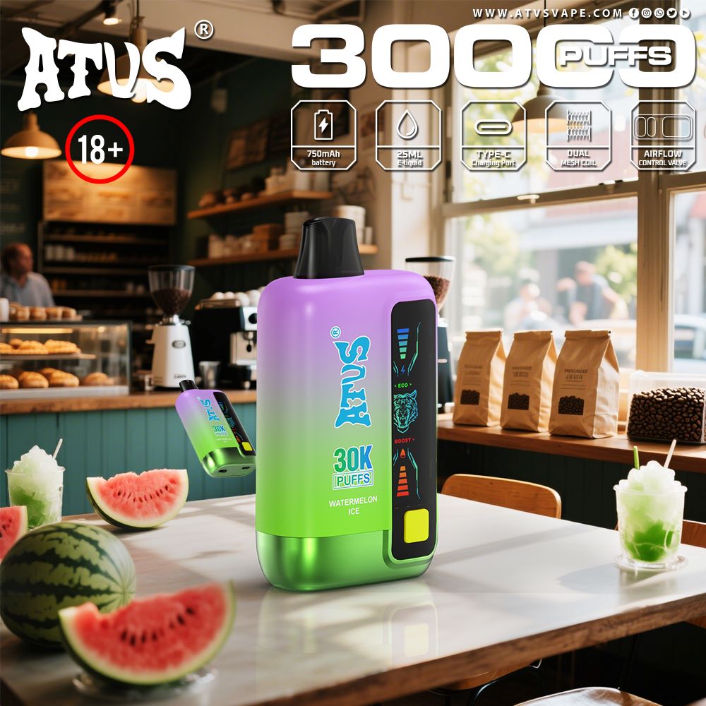 DE026 30000 Puffs Einweg Vape mit LED Display und regulierbarem Luftstrom ATVS Vape
