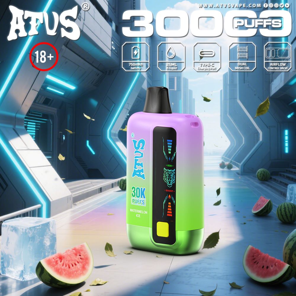 DE026 30000 Puffs Einweg Vape mit LED Display und regulierbarem Luftstrom ATVS Vape