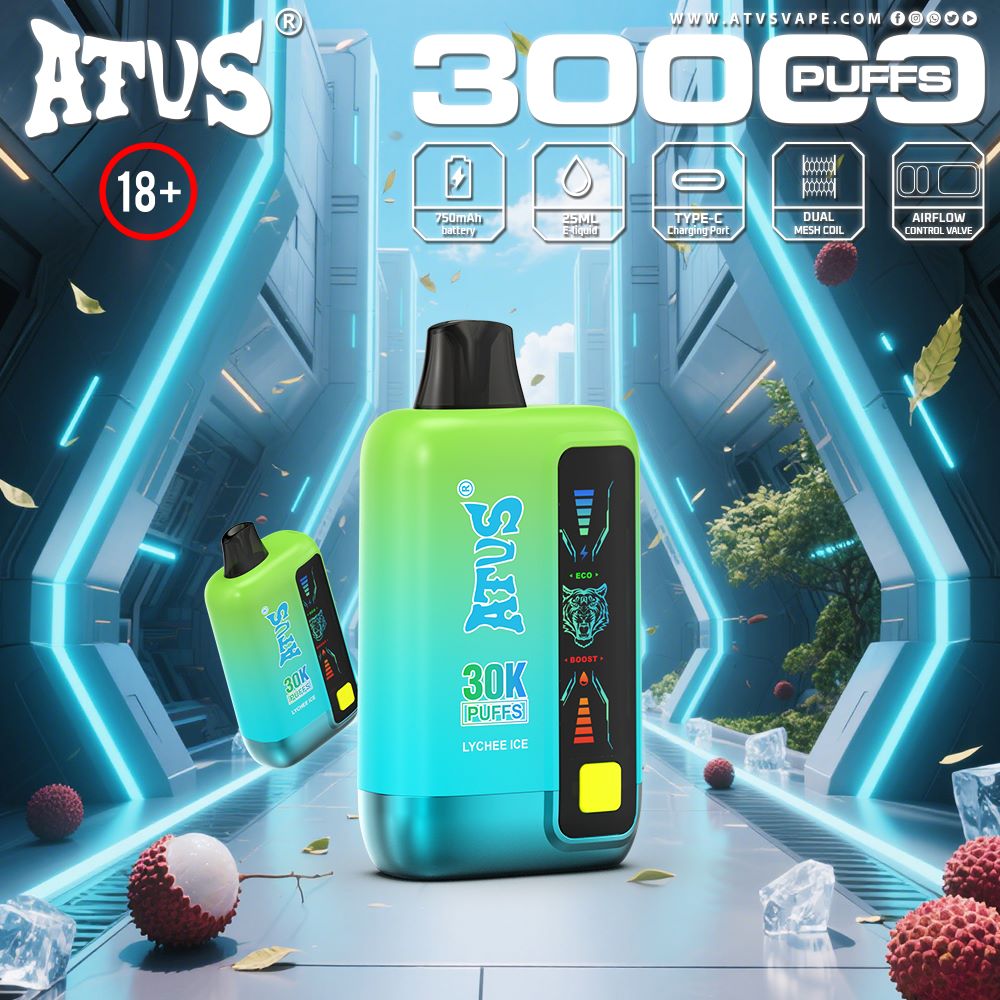 DE026 30000 Puffs Einweg Vape mit LED Display und regulierbarem Luftstrom ATVS Vape