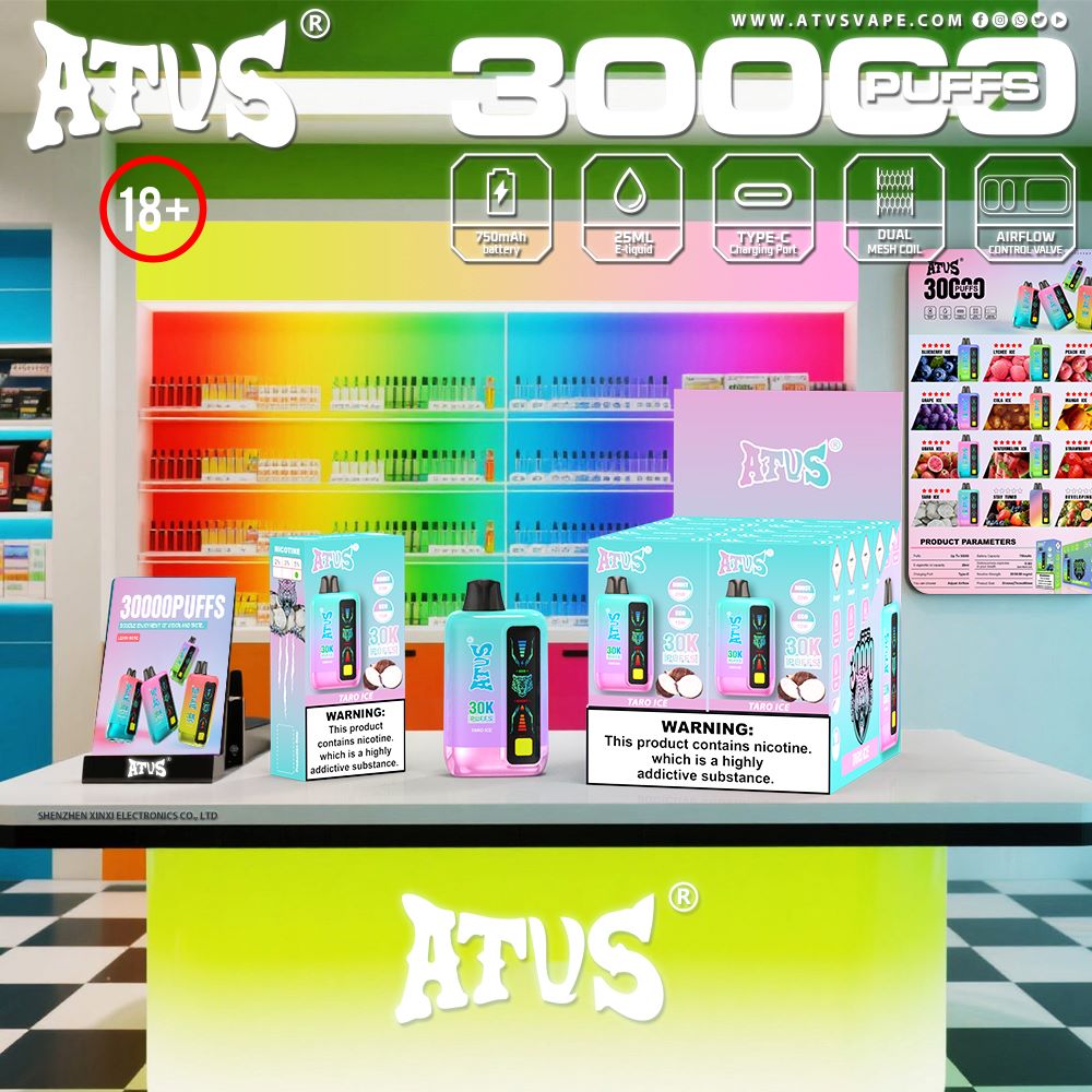 DE026 30000 Puffs Einweg Vape mit LED Display und regulierbarem Luftstrom ATVS Vape