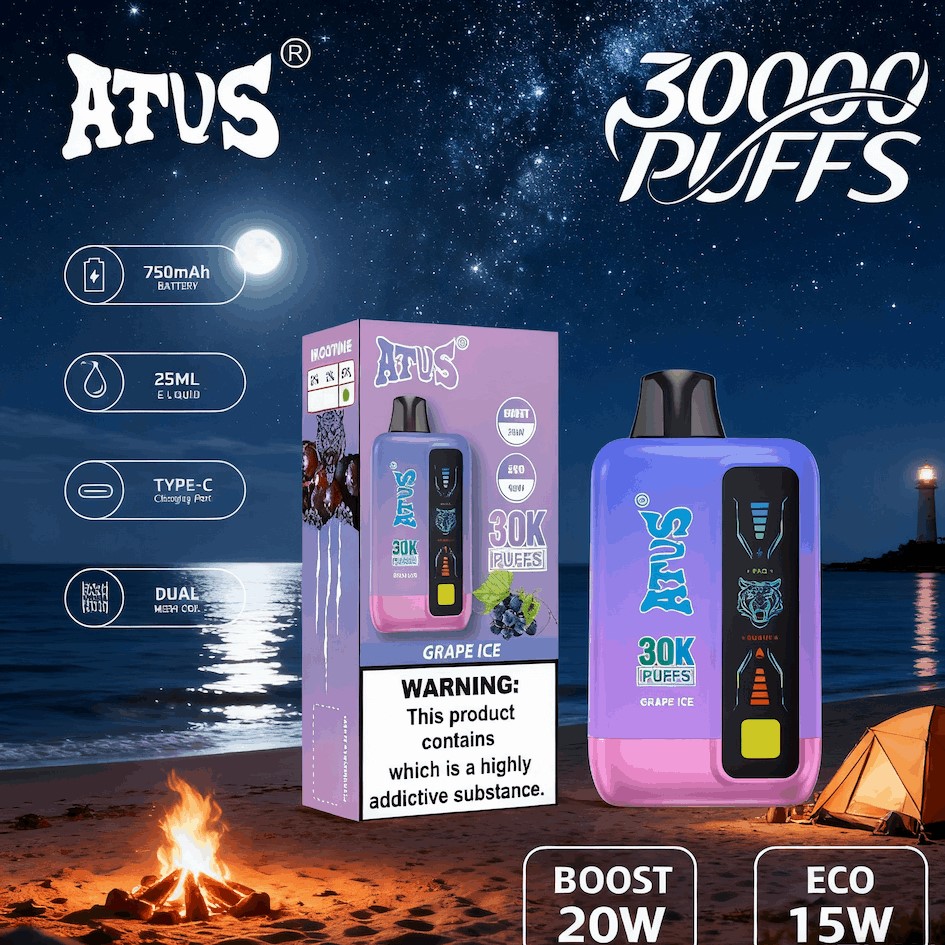 DE026 30000 Puffs Einweg Vape mit LED Display und regulierbarem Luftstrom ATVS Vape