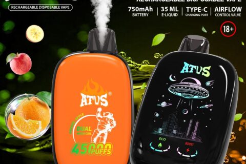 DE027 Einweg E-Zigarette 45000 Züge mit Vollbildschirm wiederaufladbar und einstellbarer Luftstrom ATVS Vape E-Zigaretten