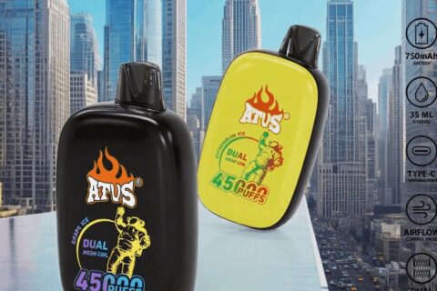 DE027 Einweg E-Zigarette 45000 Züge mit Vollbildschirm wiederaufladbar und einstellbarer Luftstrom ATVS Vape E-Zigaretten