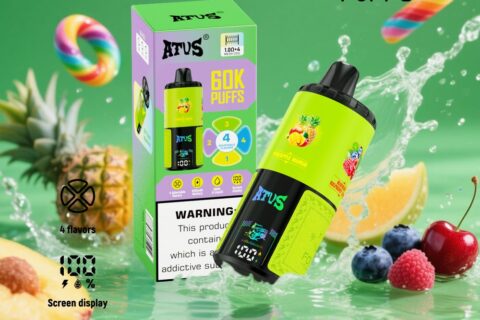 DE030 Einweg E-Zigarette 60000 Zuge mit LED Anzeige wiederaufladbar und einstellbarer Luftstrom ATVS Vape E-Zigaretten