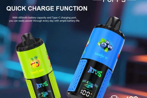 DE030 Einweg E-Zigarette 60000 Zuge mit LED Anzeige wiederaufladbar und einstellbarer Luftstrom ATVS Vape E-Zigaretten