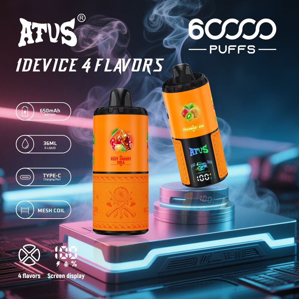 DE030 Einweg E-Zigarette 60000 Zuge mit LED Anzeige wiederaufladbar und einstellbarer Luftstrom ATVS Vape E-Zigaretten
