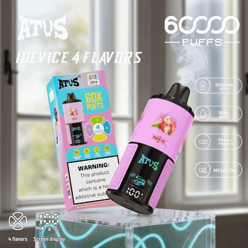 DE030 Einweg E-Zigarette 60000 Zuge mit LED Anzeige wiederaufladbar und einstellbarer Luftstrom ATVS Vape E-Zigaretten