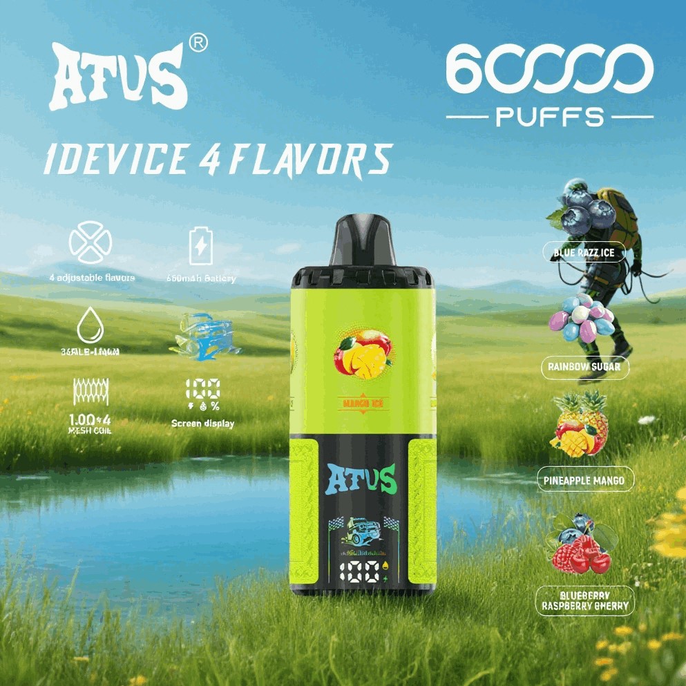 DE030 Einweg E-Zigarette 60000 Zuge mit LED Anzeige wiederaufladbar und einstellbarer Luftstrom ATVS Vape E-Zigaretten