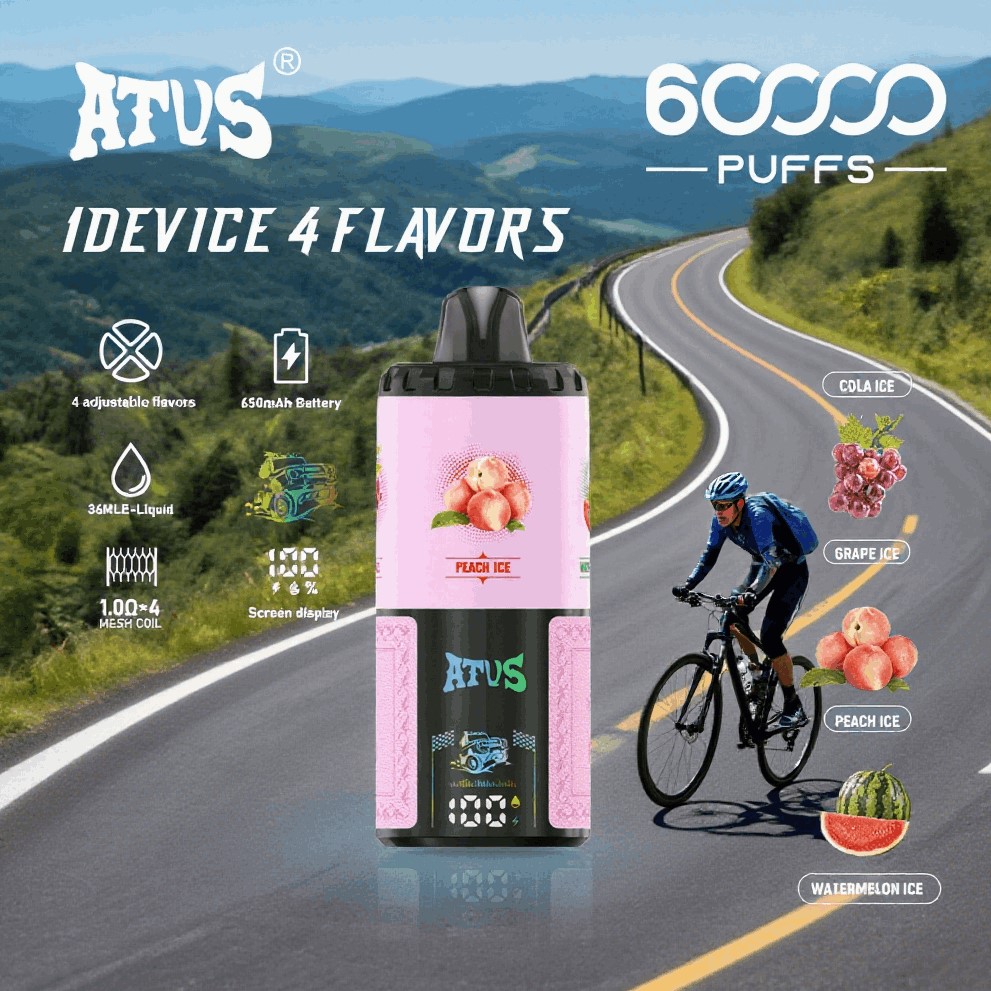 DE030 Einweg E-Zigarette 60000 Zuge mit LED Anzeige wiederaufladbar und einstellbarer Luftstrom ATVS Vape E-Zigaretten