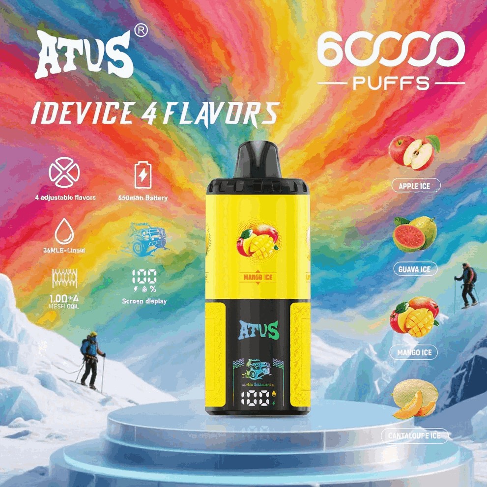 DE030 Einweg E-Zigarette 60000 Zuge mit LED Anzeige wiederaufladbar und einstellbarer Luftstrom ATVS Vape E-Zigaretten