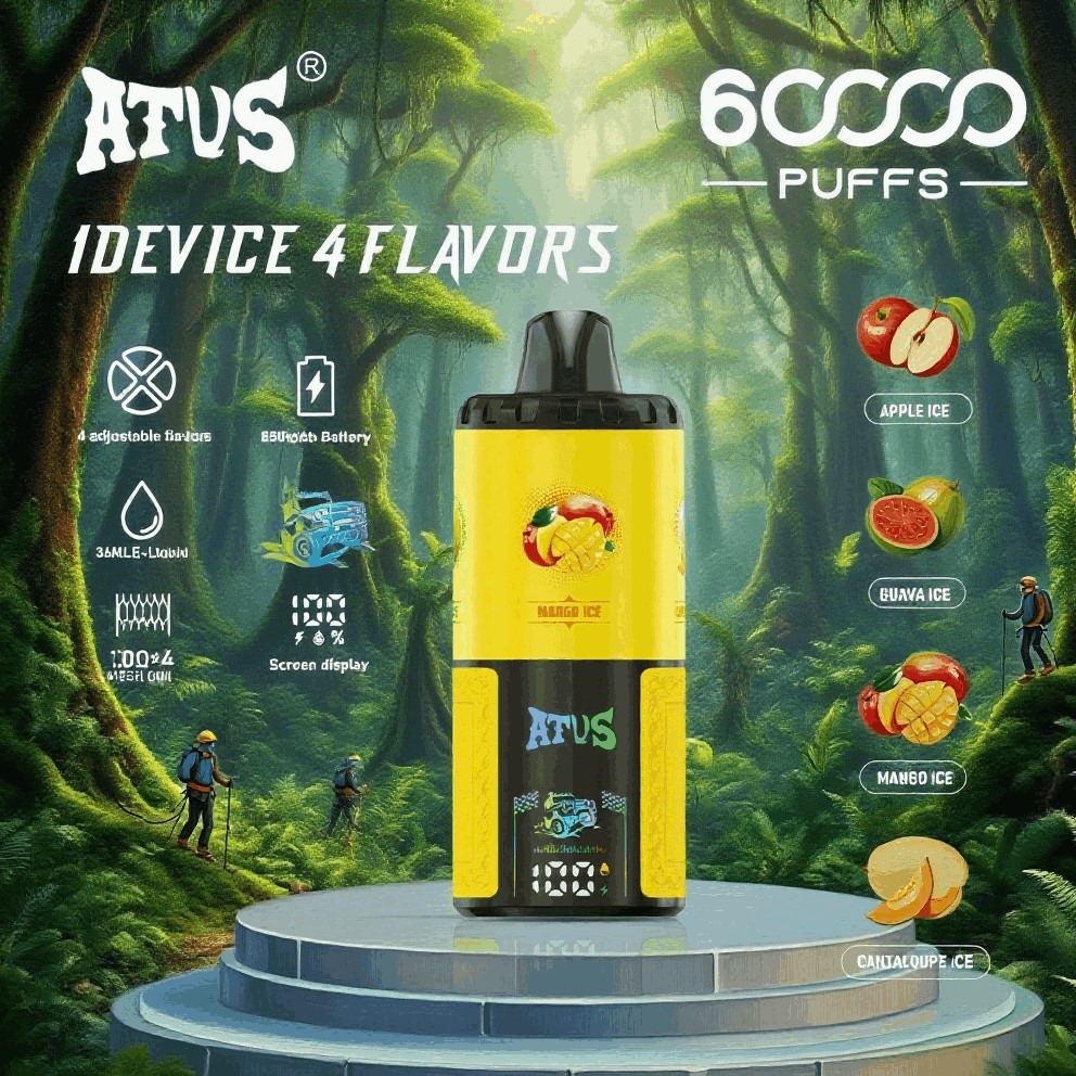 DE030 Einweg E-Zigarette 60000 Zuge mit LED Anzeige wiederaufladbar und einstellbarer Luftstrom ATVS Vape E-Zigaretten