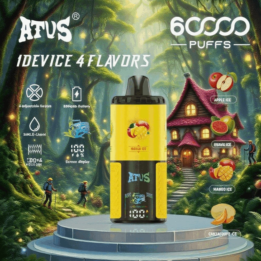 DE030 Einweg E-Zigarette 60000 Zuge mit LED Anzeige wiederaufladbar und einstellbarer Luftstrom ATVS Vape E-Zigaretten
