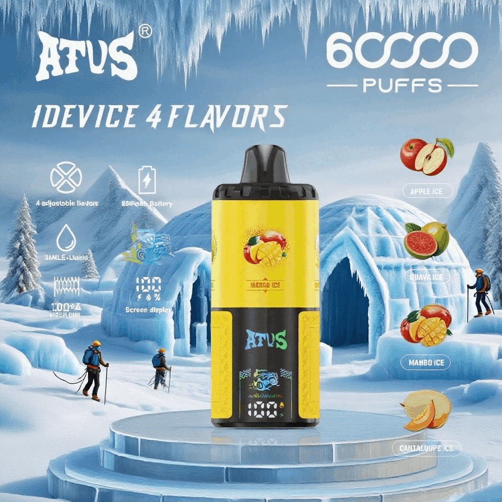DE030 Einweg E-Zigarette 60000 Zuge mit LED Anzeige wiederaufladbar und einstellbarer Luftstrom ATVS Vape E-Zigaretten