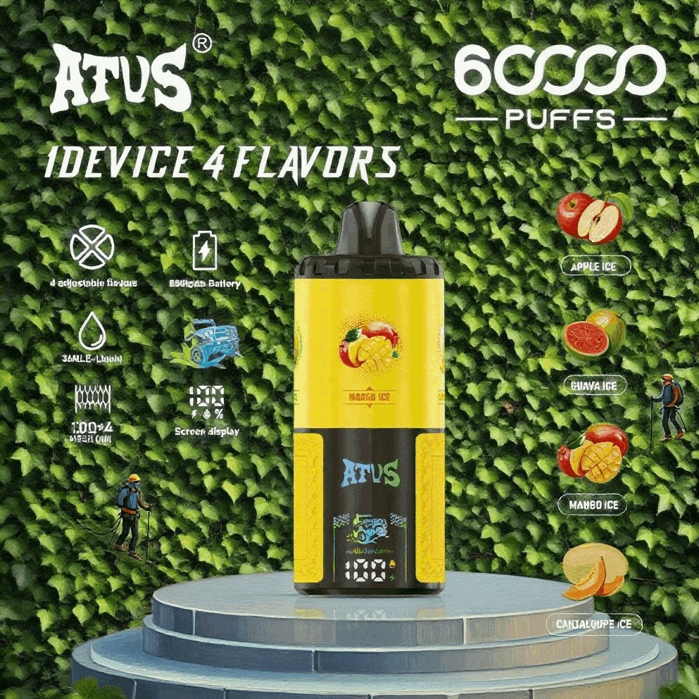 DE030 Einweg E-Zigarette 60000 Zuge mit LED Anzeige wiederaufladbar und einstellbarer Luftstrom ATVS Vape E-Zigaretten