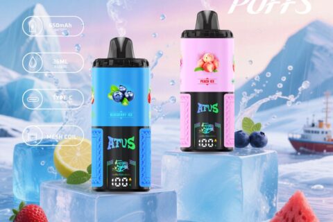 DE030 Einweg E-Zigarette 60000 Zuge mit LED Anzeige wiederaufladbar und einstellbarer Luftstrom ATVS Vape E-Zigaretten