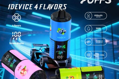 DE030 Einweg E-Zigarette 60000 Zuge mit LED Anzeige wiederaufladbar und einstellbarer Luftstrom ATVS Vape E-Zigaretten