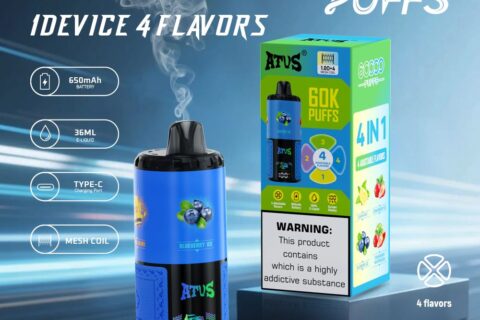 DE030 Einweg E-Zigarette 60000 Zuge mit LED Anzeige wiederaufladbar und einstellbarer Luftstrom ATVS Vape E-Zigaretten