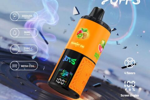 DE030 Einweg E-Zigarette 60000 Zuge mit LED Anzeige wiederaufladbar und einstellbarer Luftstrom ATVS Vape E-Zigaretten