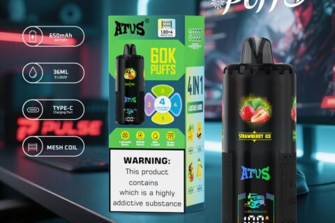 DE030 Einweg E-Zigarette 60000 Zuge mit LED Anzeige wiederaufladbar und einstellbarer Luftstrom ATVS Vape E-Zigaretten