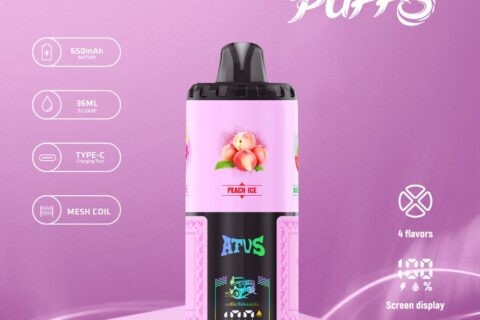 DE030 Einweg E-Zigarette 60000 Zuge mit LED Anzeige wiederaufladbar und einstellbarer Luftstrom ATVS Vape E-Zigaretten