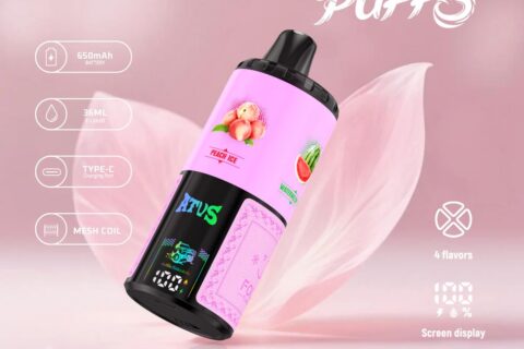 DE030 Einweg E-Zigarette 60000 Zuge mit LED Anzeige wiederaufladbar und einstellbarer Luftstrom ATVS Vape E-Zigaretten