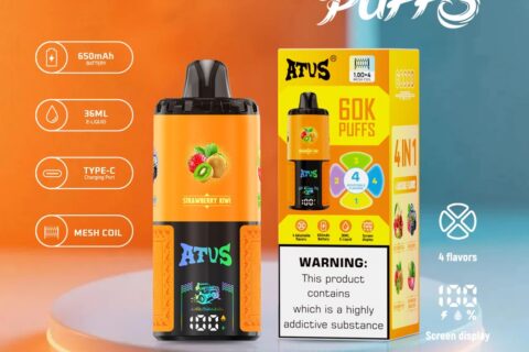 DE030 Einweg E-Zigarette 60000 Zuge mit LED Anzeige wiederaufladbar und einstellbarer Luftstrom ATVS Vape E-Zigaretten