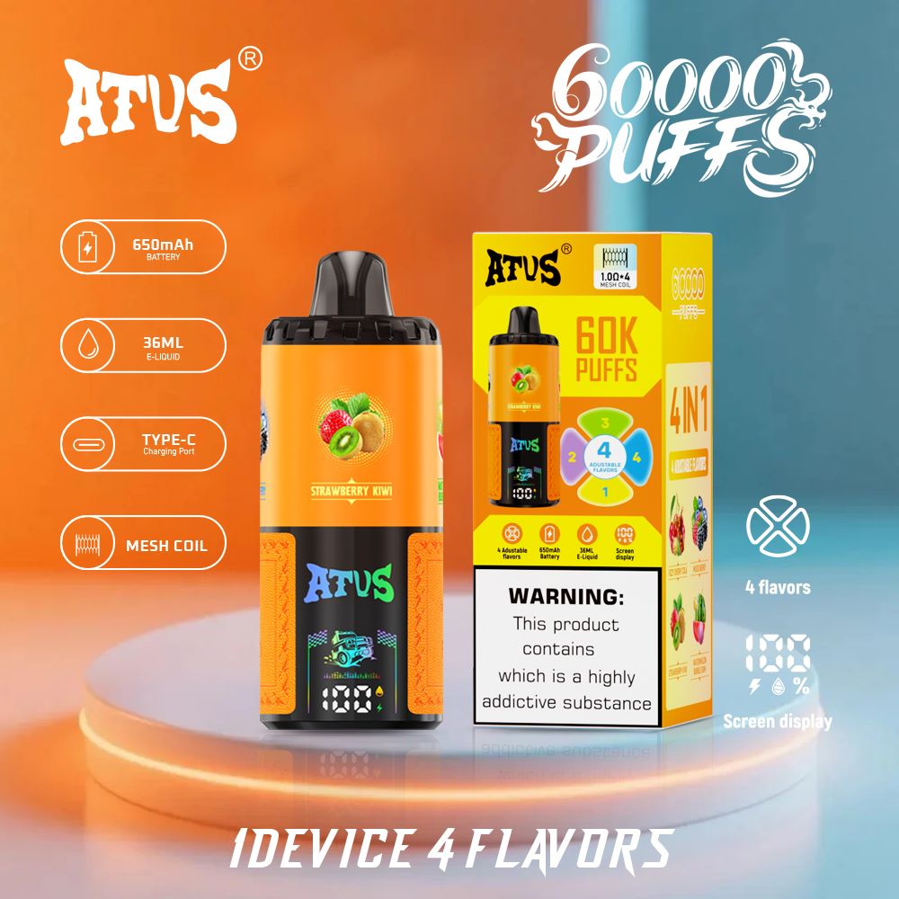 DE030 Einweg E-Zigarette 60000 Zuge mit LED Anzeige wiederaufladbar und einstellbarer Luftstrom ATVS Vape E-Zigaretten