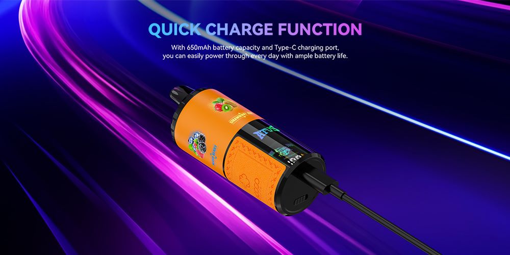 DE030 Einweg E-Zigarette 60000 Zuge mit LED Anzeige wiederaufladbar und einstellbarer Luftstrom ATVS Vape E-Zigaretten
