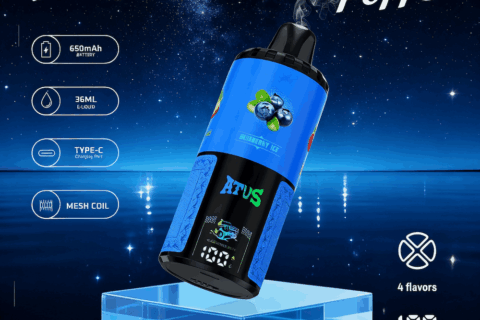 DE030 Einweg E-Zigarette 60000 Zuge mit LED Anzeige wiederaufladbar und einstellbarer Luftstrom ATVS Vape E-Zigaretten