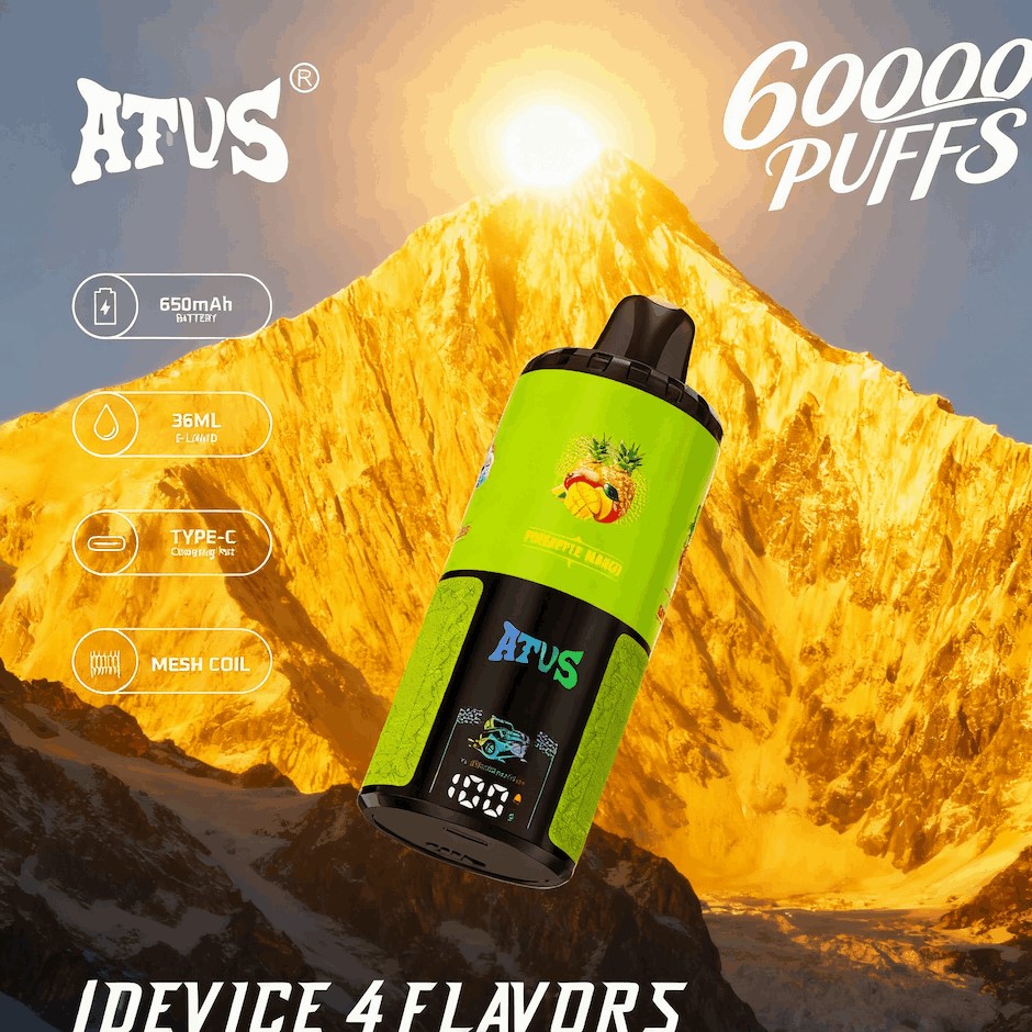 DE030 Einweg E-Zigarette 60000 Zuge mit LED Anzeige wiederaufladbar und einstellbarer Luftstrom ATVS Vape E-Zigaretten