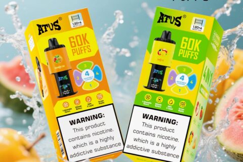 DE030 Einweg E-Zigarette 60000 Zuge mit LED Anzeige wiederaufladbar und einstellbarer Luftstrom ATVS Vape E-Zigaretten