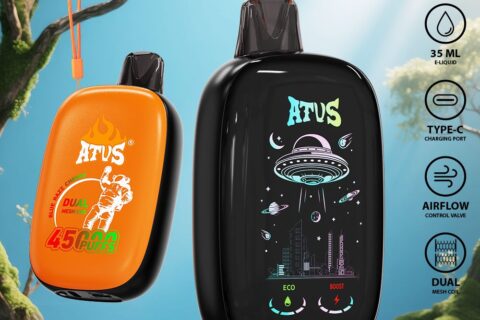 DE027 Einweg E-Zigarette 45000 Züge mit Vollbildschirm wiederaufladbar und einstellbarer Luftstrom ATVS Vape E-Zigaretten