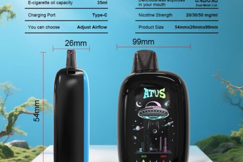 DE027 Einweg E-Zigarette 45000 Züge mit Vollbildschirm wiederaufladbar und einstellbarer Luftstrom ATVS Vape E-Zigaretten