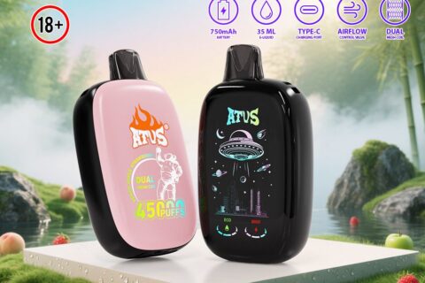 DE027 Einweg E-Zigarette 45000 Züge mit Vollbildschirm wiederaufladbar und einstellbarer Luftstrom ATVS Vape E-Zigaretten