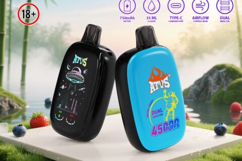 DE027 Einweg E-Zigarette 45000 Züge mit Vollbildschirm wiederaufladbar und einstellbarer Luftstrom ATVS Vape E-Zigaretten